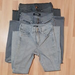 Set Of 3 Express Women's Gray Jeans Size 0R, Details In Decription
